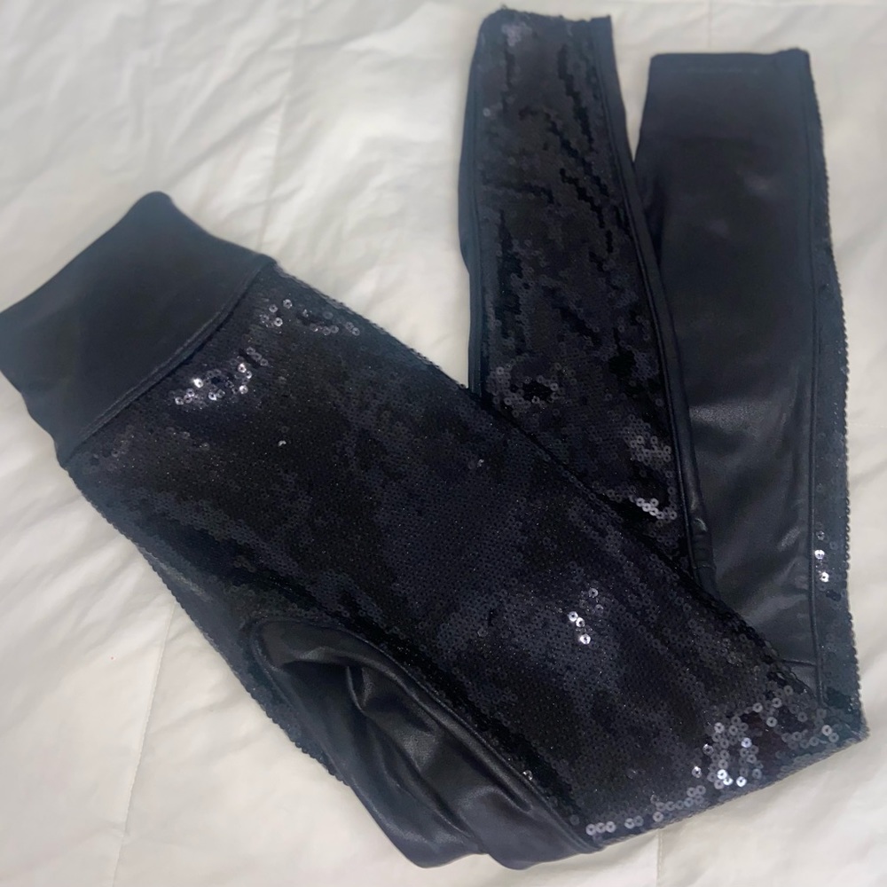 Spanx Faux Leather Sequin Leggings